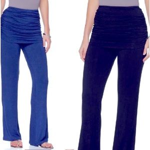 🌺 Lisa Klein Black Fold-over Skirt Flared Rayon Pants Women’s Size Medium